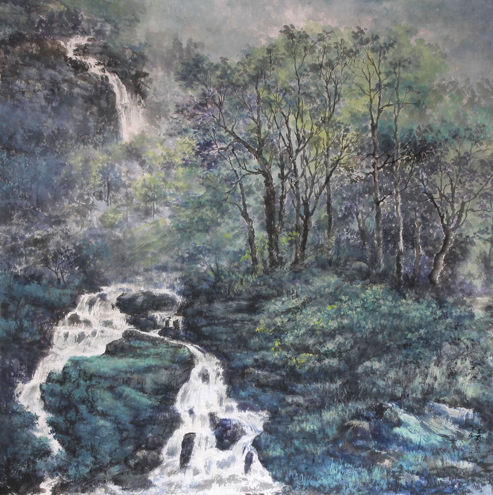 盛絜作品9《闲步深林寻八音》  规格：67×68cm